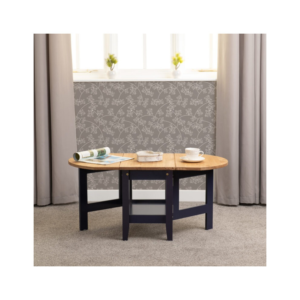 (Navy Blue/Distressed Waxed Pine) Santos Drop Leaf Coffee Tables Waxed Pine-image-OPC-PFW69DG-NEW