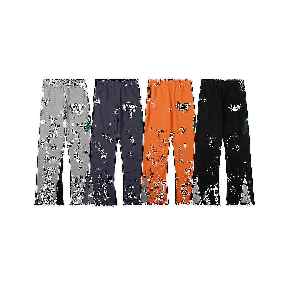(Black, L) Gallery Dept Speckled Graffiti Guard Pants Straight Jeans Men's And Women's Casual Pants