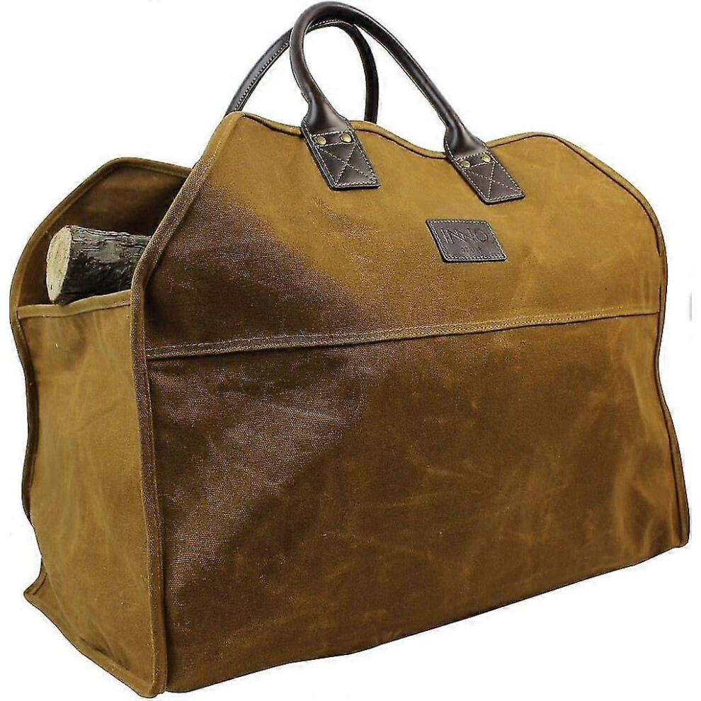 Stage Heavy Duty Wax Canvas Log Carrier Tote,large Fire Wood Bag,durable Firewood Holder- Rust/YY
