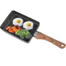 Japanese Tamagoyaki Omelette Pan, Rectangular Non-Stick Egg Pan with Wooden Handle for Crepes and Omelettes