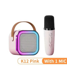 (Pink-1MIC-K12) New K12 Karaoke Machine Portable Bluetooth Speaker