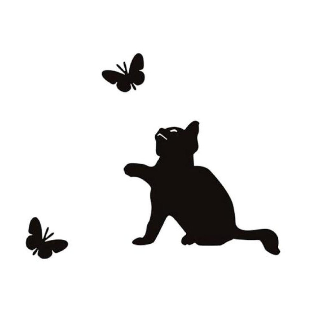 Cat Butterfly Self Adhesive Removable Wall Sticker Diy Decal Kids Room Decor