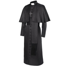 (black, L) Roman Cassock Priest Catholic Religious Robe