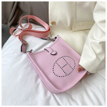 (Pink) Solid color letter small square bag off-road bag