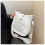 (White) Solid color letter small square bag off-road bag 1