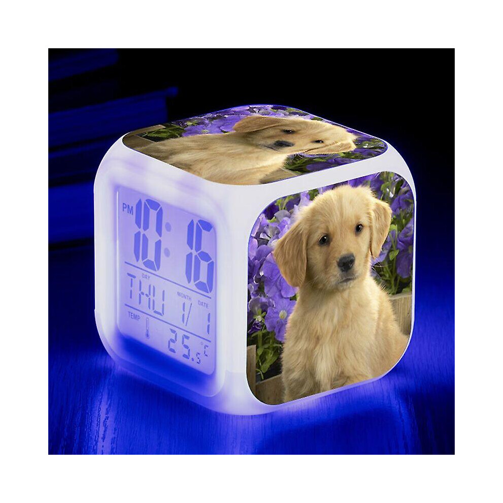 Animal World Pet Dog Digital Alarm Clockb, Colorful Lights Alarm Clock Square Clock, Best Gift For Boys And Girls, Kids Room Decor, Led Digital Alarm