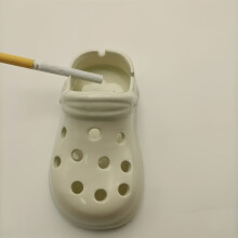 (White) Contemporary Ceramic Croc Shoe Ashtray - Novelty Oval Desktop Accessory