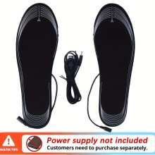 (Black) Unisex USB Heated Shoe Insoles - Electric Foot Warmers, Cuttable & Washable Faux Leather Pads