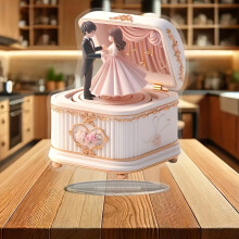 (A1) Elegant Crystal Music Box with Couple Figurine - Perfect for Home & Office Decor