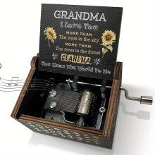 (To Grandma) Sunflower Wooden Engraved Colorful Music Box You Are My Sunshine Laser Wood Musical Box