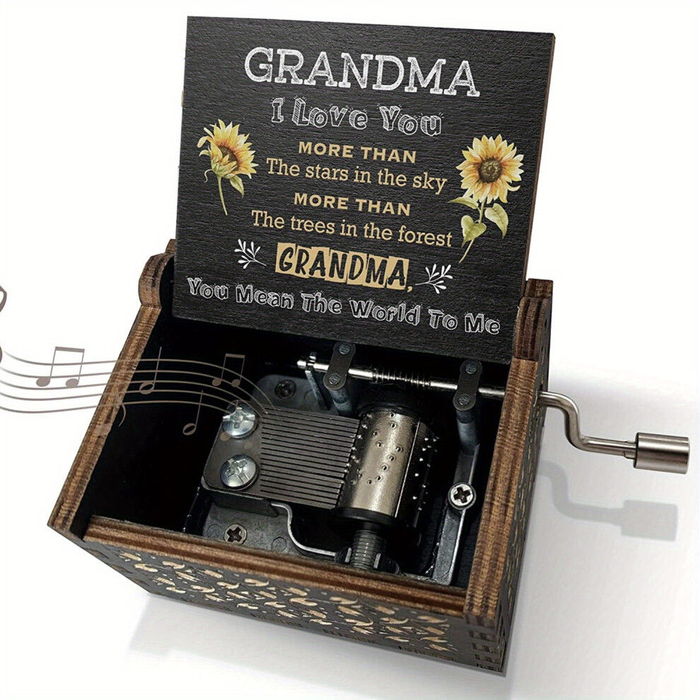 Yetp Star (To Grandma) Sunflower Wooden Engraved Colorful Music Box You Are My Sunshine Laser Wood Musical Box