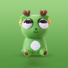 (Dark Green, 1pc) 1pc Fei Rui Pop-Eye Dragon Squeeze Toy - Staring Eyes, Flexible PVC, Assorted Colors, Fun Stress Relief Animal Figurine