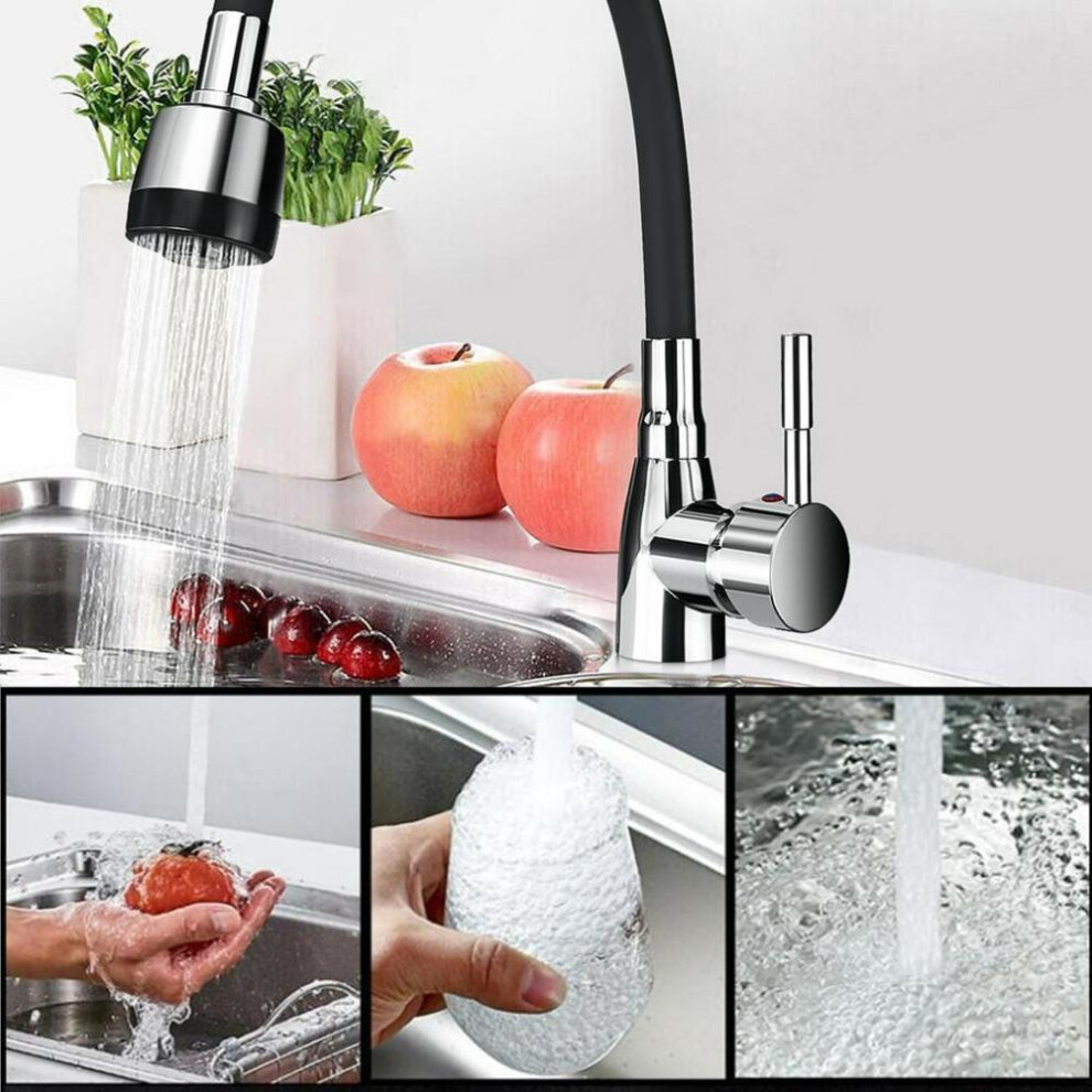 Polished Chrome Black Single Handle Kitchen Basin Faucet 360rotating Cold And Hot Water Mixer Tap Torneira Deck Mounted