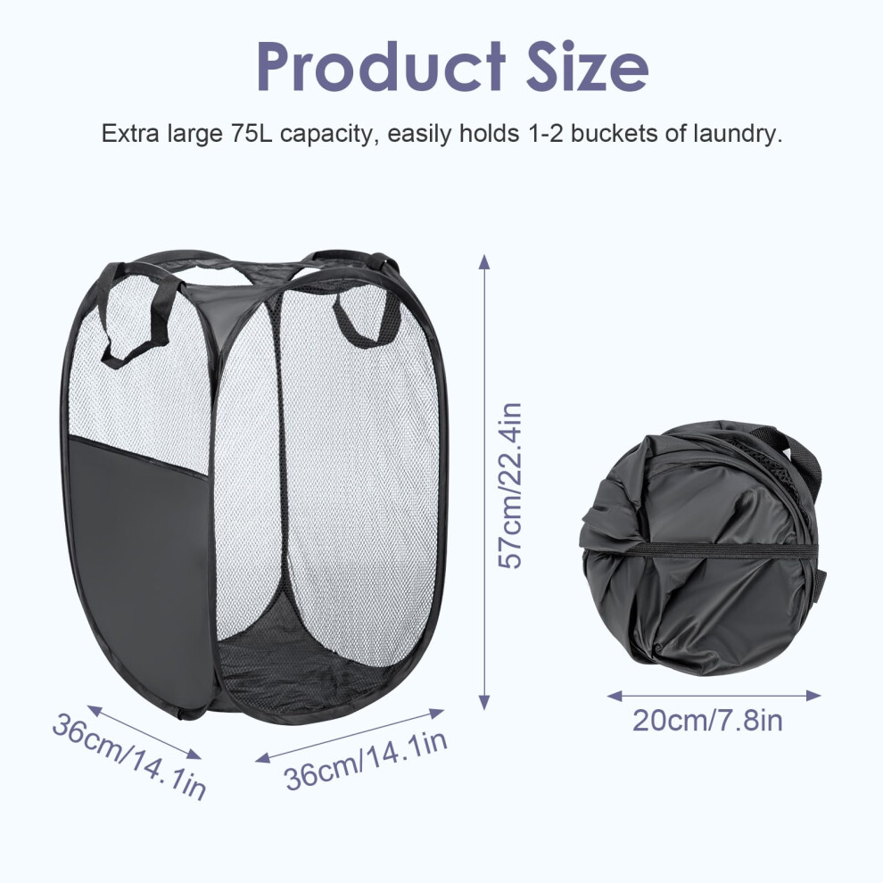 75L Folding Laundry Basket Collapsible Large Washing Basket