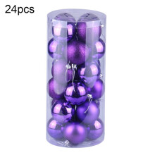(Purple) 24pcs Christmas Ball Hanging Bauble New Year Wedding Home Party Tree Decoration Jikaix