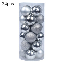 (Silver) 24pcs Christmas Ball Hanging Bauble New Year Wedding Home Party Tree Decoration Jikaix
