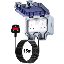 (15M) Outdoor 13A 2 Gang With Extension Lead Socket