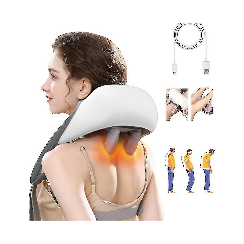 White (White) Massagers For Neck And Shoulder With Heat, Neck And Back Massager