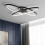 Living And Home Black Minimalistic Oval LED Semi Flush Ceiling Light 1