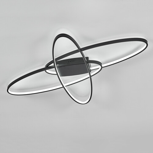 Living And Home Black Minimalistic Oval LED Semi Flush Ceiling Light 2