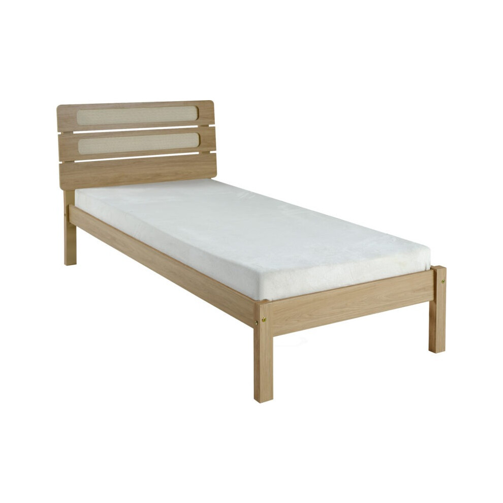 (3ft Single) Wooden Bed Frames, Santana Light Oak/Rattan Effect