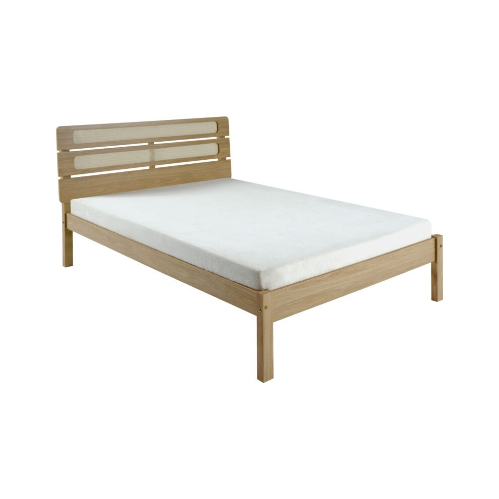 (4ft 6inch Double) Wooden Bed Frames, Santana Light Oak/Rattan Effect