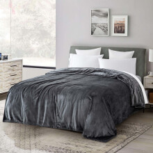 (Double Blanket Fleece Throw) Grey Blanket Warm Soft Mink Faux Fur Fleece Throw
