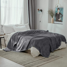 (King Blanket Fleece Throw) Grey Blanket Warm Soft Mink Faux Fur Fleece Throw
