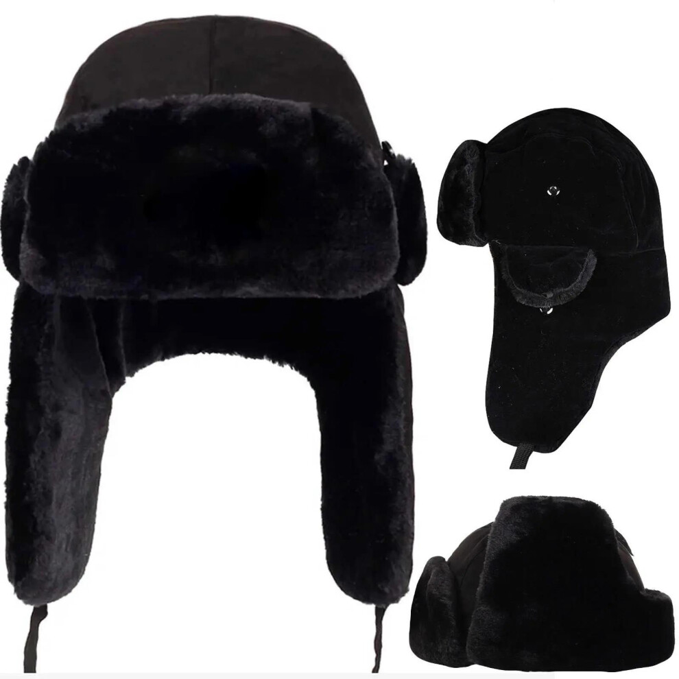 Ushanka Trapper Hat For Men Warm Cozy Winter Earflap Cap With Soft Fur