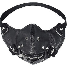 Steampunk Gothic Black Leather Zipper Half Face Mask Ski Cosplay Mask, for Halloween(black)(1pcs)