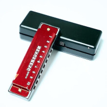 (Red) Harmonica 10 Holes Harp 20 C Tone Diatonic Harp Key C Blues Jazz Band Mouth Organ Harp Early Education Baby Music Sense Training