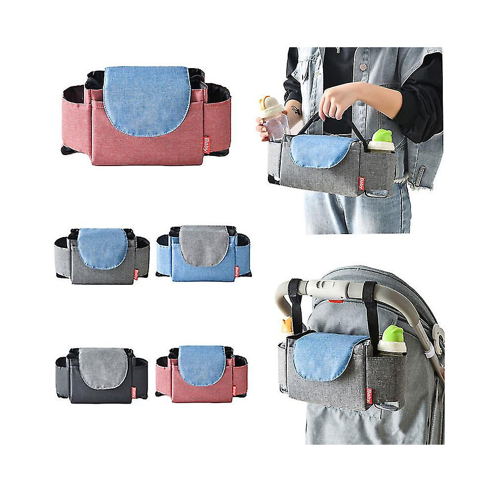 (Grey) Baby Stroller Bag Nappy Diaper Bottle Holder ?organizer Hanging Storage Bags Cup Bag Wheelchair Package