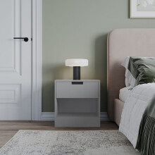 (Grey, 1) Drawer Bedside Table Nightstand Shelf Cabinet Storage Unit Bedroom Furniture 1/2 Pcs