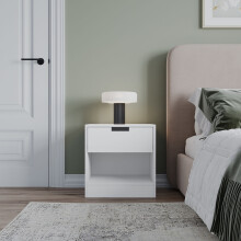 (White, 1) Drawer Bedside Table Nightstand Shelf Cabinet Storage Unit Bedroom Furniture 1/2 Pcs