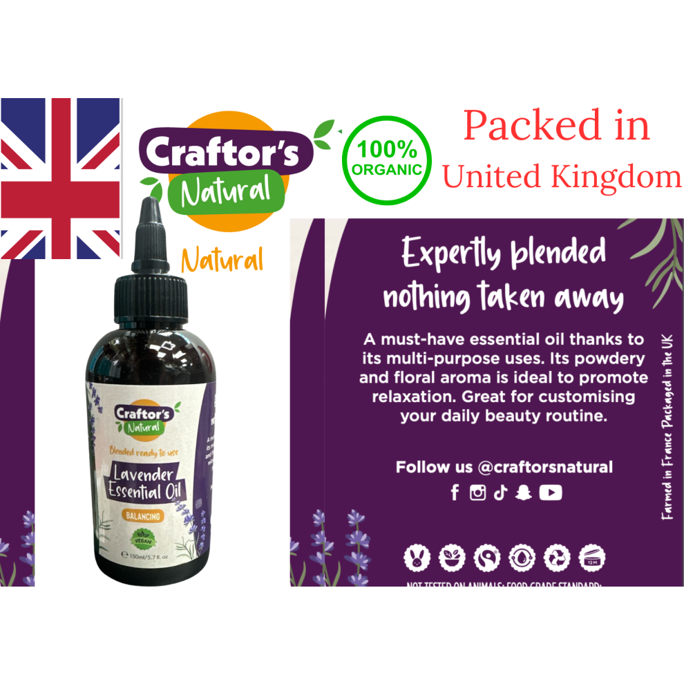 Craftor's Natural Lavender Essential Oil Balancing Ready To Use 150 ml