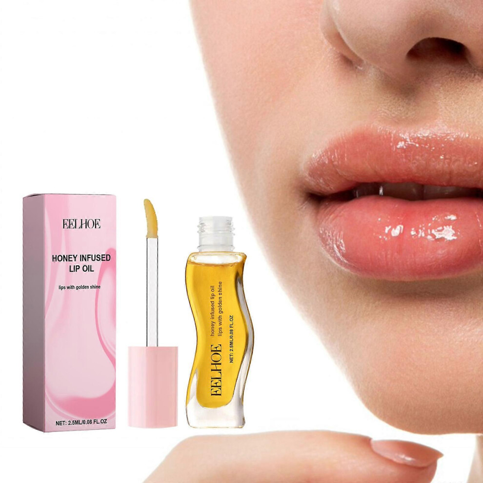 (2 Pcs) Honey Infused Hydrating Lip Oil Lip Oil Golden Shimmer - Honey infused