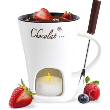 (white) Chocolate Fondue Mug Coffee Cup Chocolate Melting Mug with Fork Fondue Pot Warmer Mug Candy Hot Pot for Candy Cheese Cooking Dessert