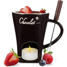 (coffee) Chocolate Fondue Mug Coffee Cup Chocolate Melting Mug with Fork Fondue Pot Warmer Mug Candy Hot Pot for Candy Cheese Cooking Dessert