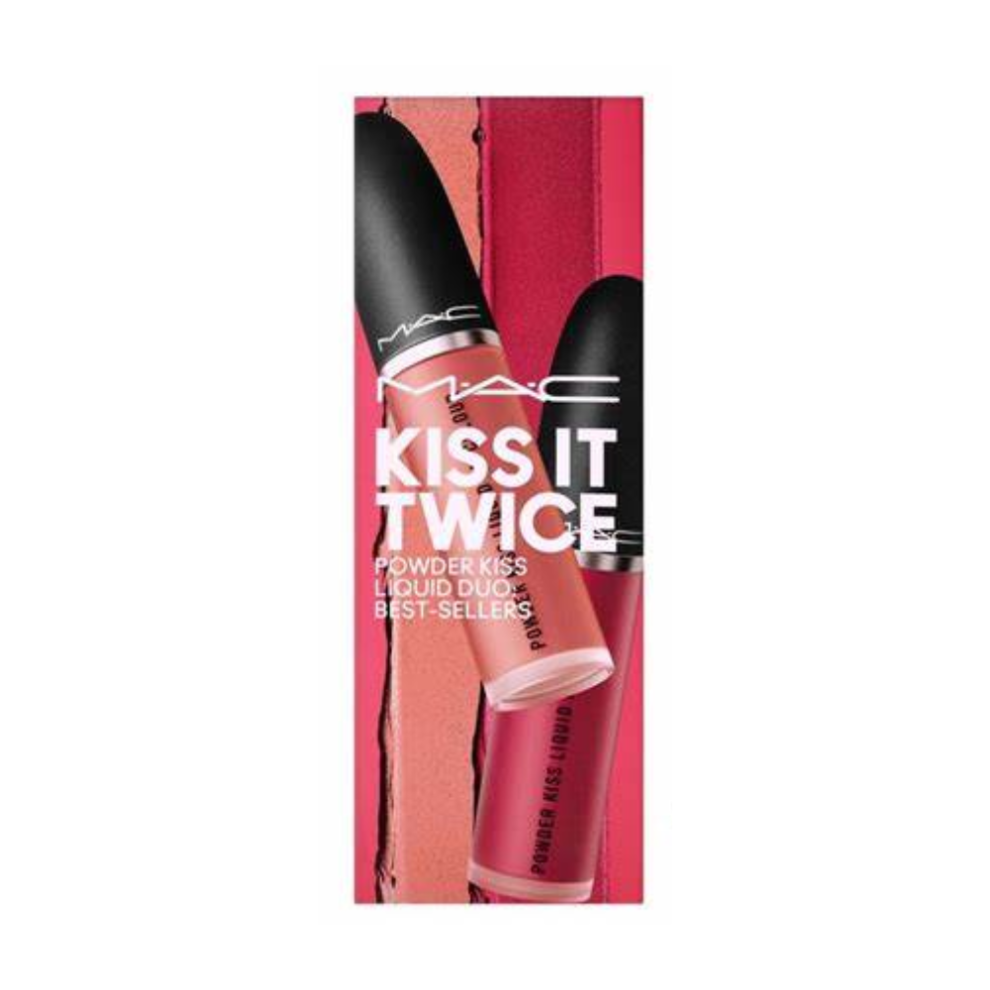 Mac Red,Cream Powder Kiss Liquid Lipstick Duo Red & Nude Set - 2 X 5Ml