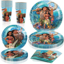 80 PCS Moana Birthday Party Supplies, Moana Tableware Set Includes 40 PCS Plates, 20 PCS Napkins, 20 PCS Paper Cups for Boys Girls