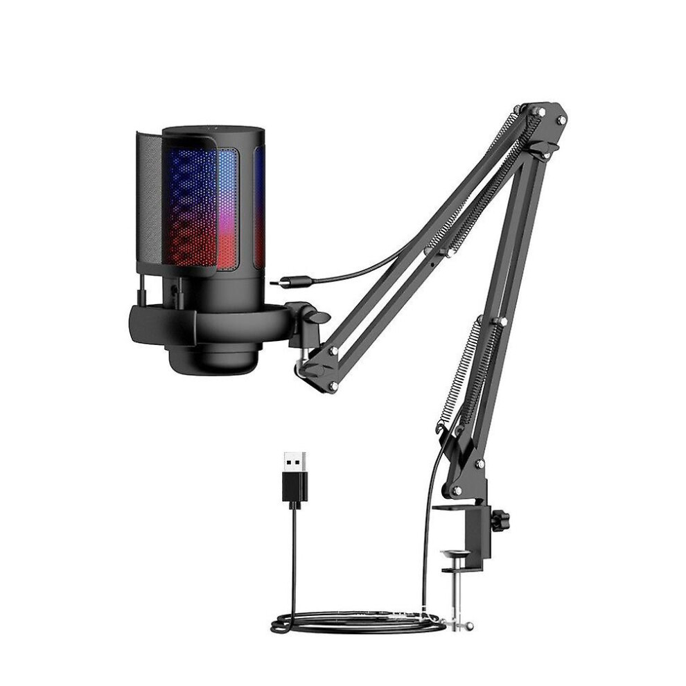 (Black) Usb Gaming Microphone For Pc, Condenser Mic With Boom Arm For Ps4/ Ps5/ Mac/Phone With Touch Mute, Rgb Lighting,Gain Knob Black 8795863467443