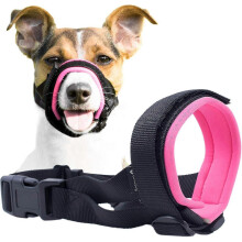 (S, Pink) Gentle Muzzle Guard for Dogs - Prevents Biting and Unwanted Chewing Safely Secure Comfort Fit - Soft Neoprene Padding No More Chafing Included Traini