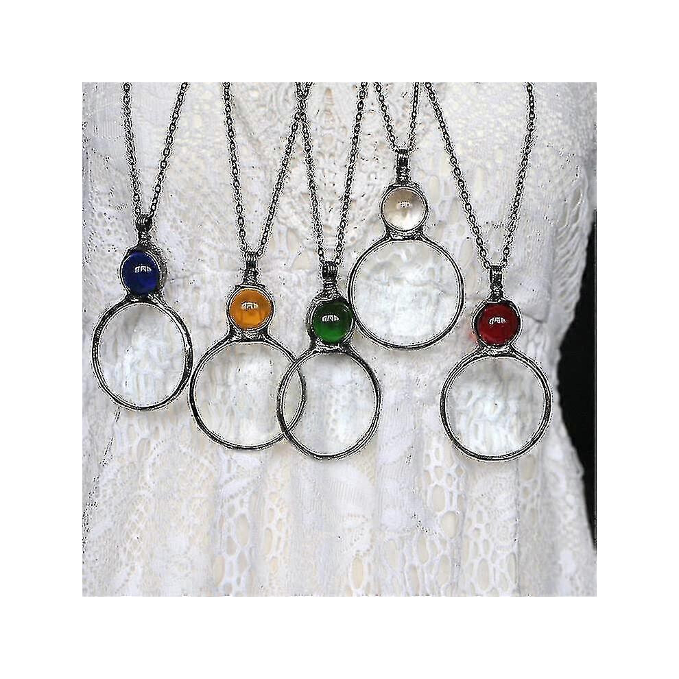 (Green) Magnifying Glass Necklace Gift, Reading Magnifying Glass Pendant Necklace For Elderly, Magnifying Lens For Books, Newspapers, Reading Jewelry