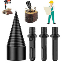 (45mm set) 32/38/42/45/50mm Firewood Drill Bit Hex Shank Wood Cone Log Splitter Screw Splitting Driver Saving Time