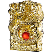 (Gold) Cool Lighter, Windproof Carving Dragon Retro Lighter, Reusable Kerosene Grinding Wheel Lighter For Collection, Decoration, Gifts, Gifts (Excluding Fue