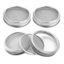 4 Pack Stainless Steel Sprouting Jar Lid for Wide And Wide Mouth Mason Jar for Growing Sprouts