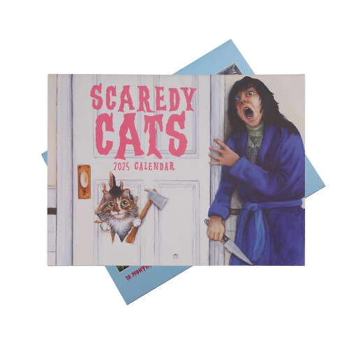 12 Month Cat Calendar 2025 Scaredy Cat Wall Monthly Calendar for