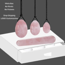 (Undrill Whole Set) Natural Rose Quartz Yoni Egg Jade Eggs Women Kegel Exerciser Vaginal Muscles Tightening Ball Crystal Yoni Wand Kegel Eggs