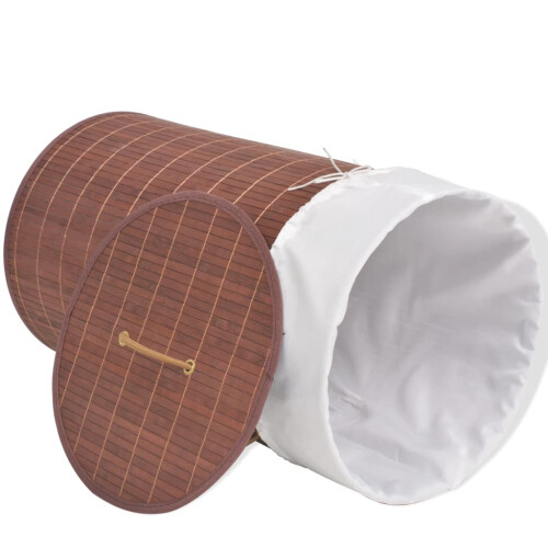 VidaXL vidaXL Bambus-Wäschekorb Rund Braun 2