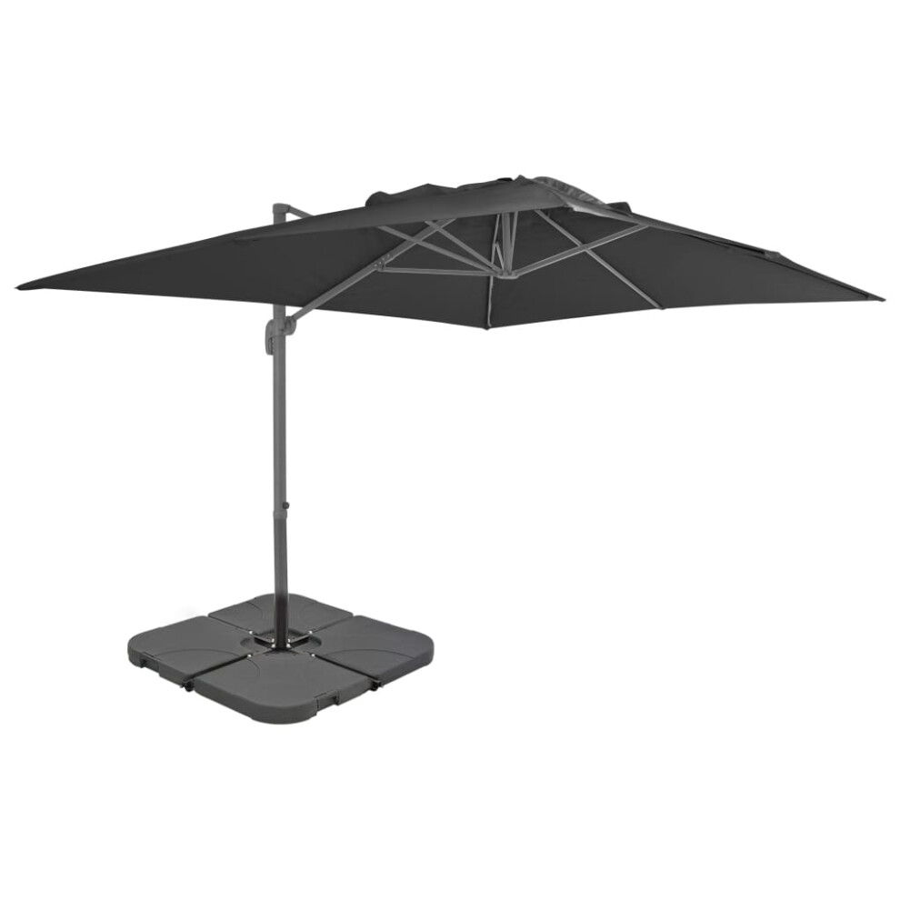 (anthracite) vidaXL Outdoor Umbrella With Portable Base Garden Sunshade Parasol Sun Shelter